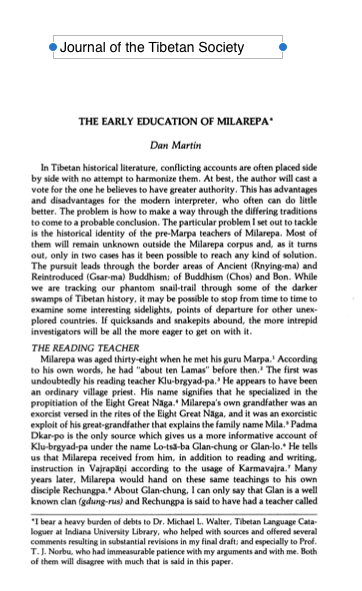 (image for) Early Life of Milarepa by Martin (PDF)